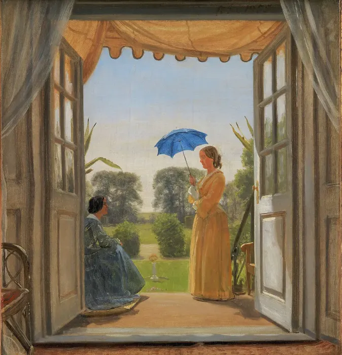 Framed Print : Caroline Dalgas og Jeanina Stampe på Nyso havetrappe, 1855. Creator: Peter Christian Thamsen Skovgaard Framed Print : Caroline Dalgas og Jeanina Stampe på Nyso havetrappe, 1855. Creator: Peter Christian Thamsen Skovgaard