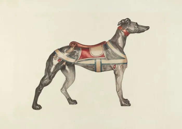 Framed Print : Carousel Dog, c. 1939. Creator: Dorothy Handy Framed Print : Carousel Dog, c. 1939. Creator: Dorothy Handy