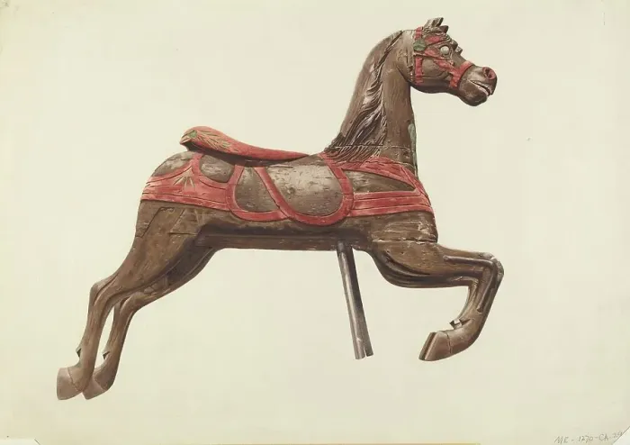 Framed Print : Carousel horse, 1935 / 1942. Creator: Mildred E Bent Framed Print : Carousel horse, 1935 / 1942. Creator: Mildred E Bent