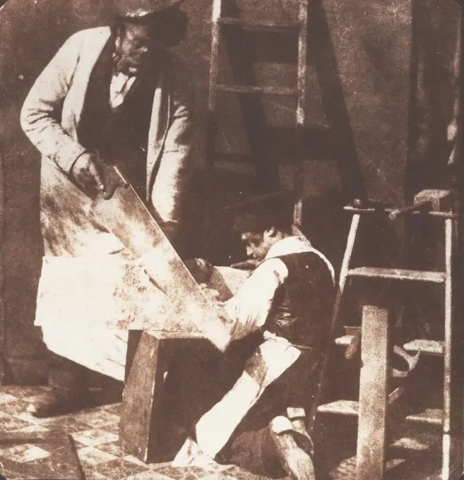 Framed Print : [Carpenter and Apprentice], ca. 1844. Creator: William Henry Fox Talbot