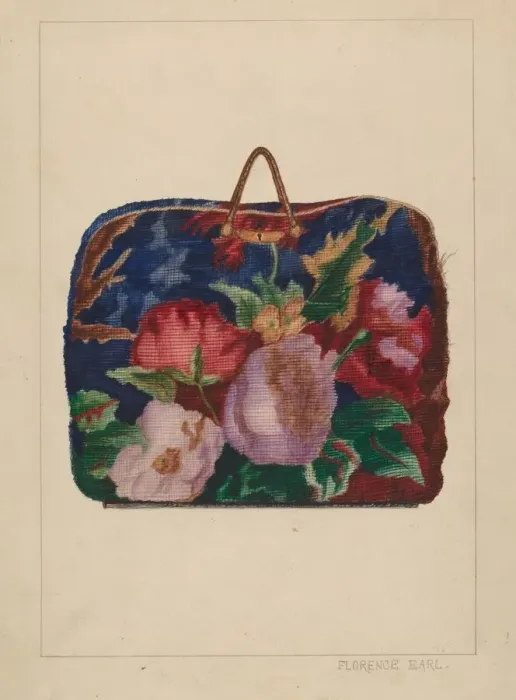 Framed Print : Carpet Bag, 1935 / 1942. Creator: Florence Earl Framed Print : Carpet Bag, 1935 / 1942. Creator: Florence Earl