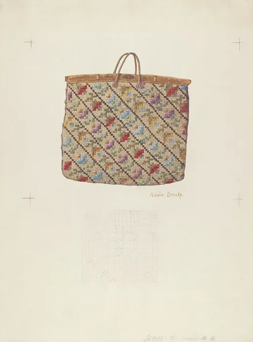 Framed Print : Carpet Bag, c. 1938. Creator: Adele Brooks Framed Print : Carpet Bag, c. 1938. Creator: Adele Brooks