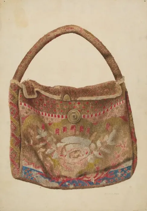 Framed Print : Carpet Bag, c. 1939. Creator: Samuel O. Klein Framed Print : Carpet Bag, c. 1939. Creator: Samuel O. Klein
