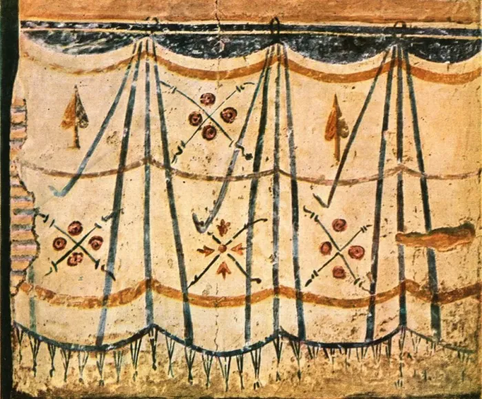 Framed Print : Carpet frieze from Chamber E, Wall 6 of Santa Maria Antiqua, Rome, Italy, (1928). Creator: Unknown Framed Print : Carpet frieze from Chamber E, Wall 6 of Santa Maria Antiqua, Rome, Italy, (1928). Creator: Unknown