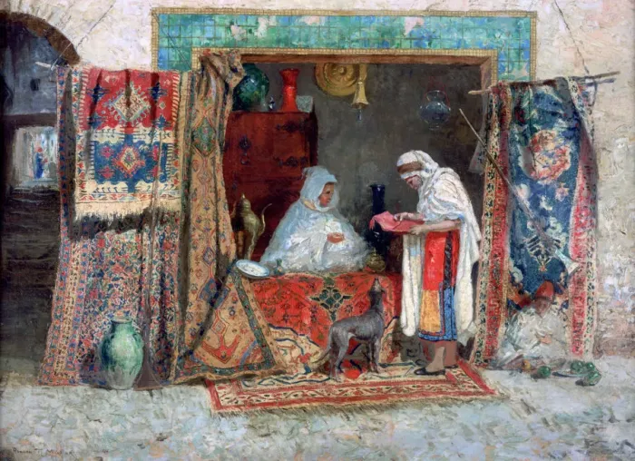Framed Print : Carpet Merchant, c1870-1913. Artist: Addison Thomas Millar Framed Print : Carpet Merchant, c1870-1913. Artist: Addison Thomas Millar