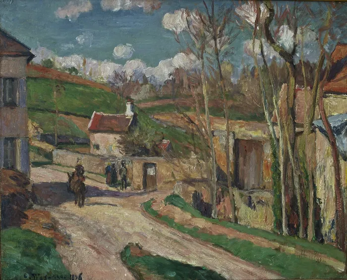 Framed Print : Un carrefour a l'Hermitage, 1876. Creator: Pissarro, Camille (1830-1903). Un carrefour a l'Hermitage, 1876. Creator: Pissarro, Camille (1830-1903) Framed Print : Un carrefour a l'Hermitage, 1876. Creator: Pissarro, Camille (1830-1903). Un carrefour a l'Hermitage, 1876. Creator: Pissarro, Camille (1830-1903)
