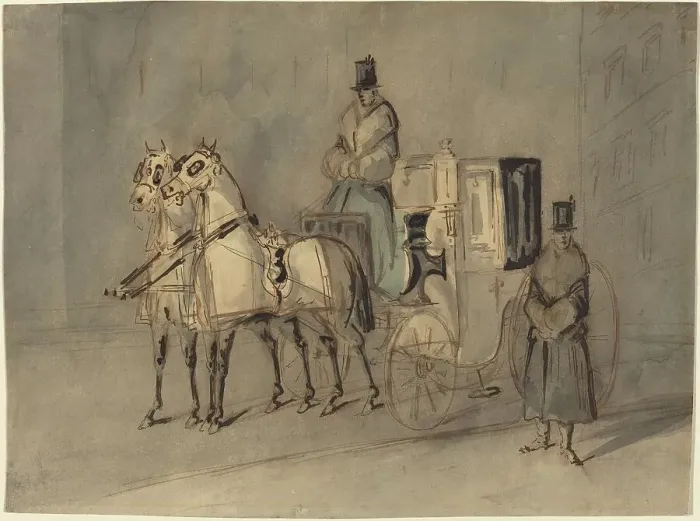 Framed Print : Carriage with Driver and Groom: Autumn. Creator: Constantin Guys Framed Print : Carriage with Driver and Groom: Autumn. Creator: Constantin Guys