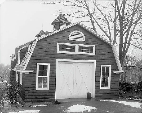 Carriage house at club, end view, New York City, between 1900 and 1910. Creator: William H. Jackson