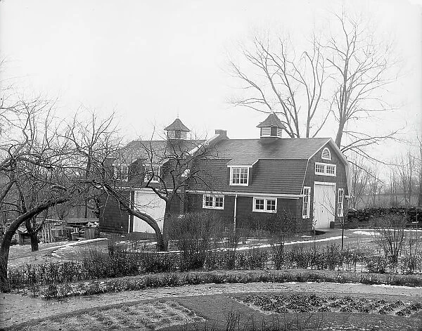 Carriage house and grounds at club, New York City, between 1900 and 1910. Creator: Unknown