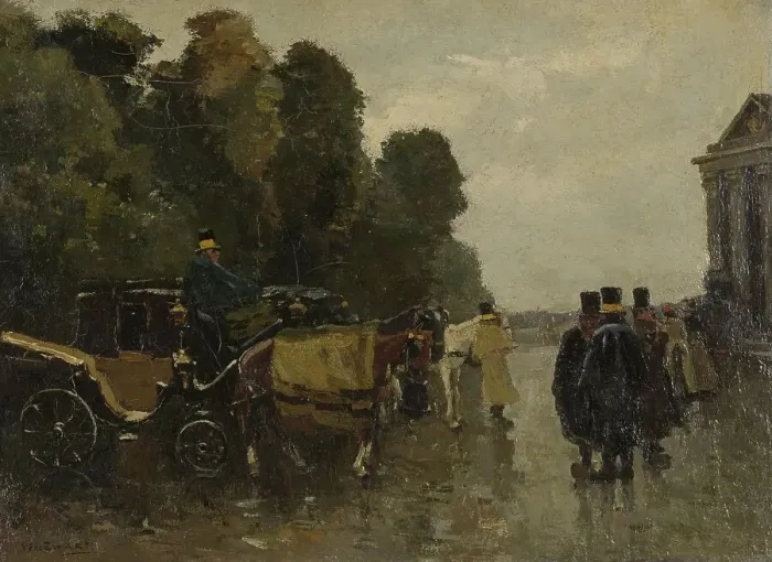 Framed Print : Carriages and Waiting Coachmen, c.1890-c.1894. Creator: Willem de Zwart Framed Print : Carriages and Waiting Coachmen, c.1890-c.1894. Creator: Willem de Zwart