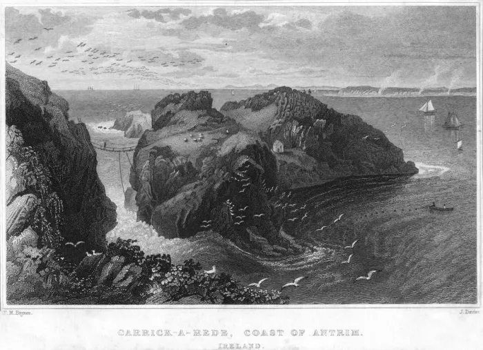 Framed Print : Carrick-A-Rede, Coast of Antrim, Ireland, 19th century