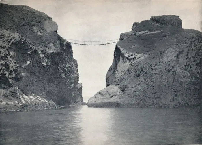 Framed Print : Carrick-A-Rede - The Rope Bridge Across the Chasm, 1895 Framed Print : Carrick-A-Rede - The Rope Bridge Across the Chasm, 1895