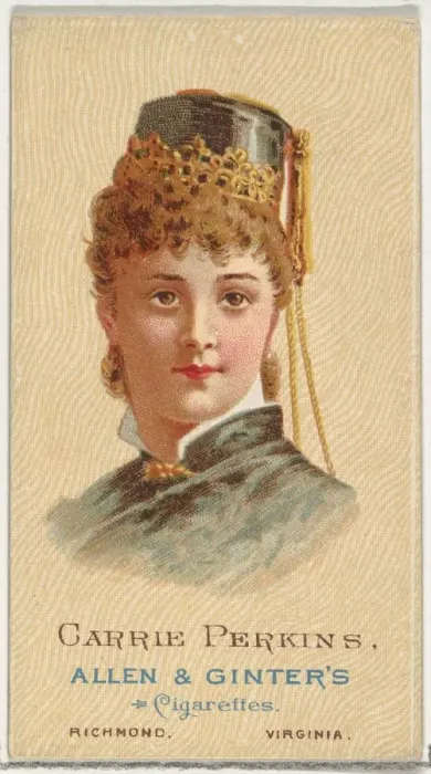 Framed Print : Carrie Perkins, from Worlds Beauties, Series 2 (N27) for Allen & Ginter Cigarettes Framed Print : Carrie Perkins, from Worlds Beauties, Series 2 (N27) for Allen & Ginter Cigarettes