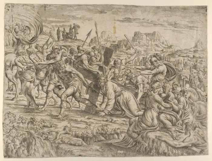 Framed Print : Carrying of the Cross, 1544. Creator: Jean Mignon Framed Print : Carrying of the Cross, 1544. Creator: Jean Mignon