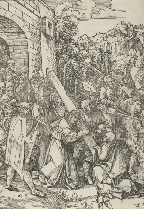 Framed Print : The Carrying of the Cross. Creator: Hans Schaufelein the Elder Framed Print : The Carrying of the Cross. Creator: Hans Schaufelein the Elder
