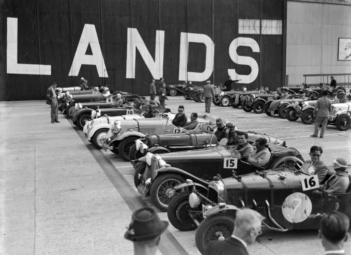 Framed Print : Cars on the start line at the MCC Members Meeting, Brooklands, 10 September 1938 Framed Print : Cars on the start line at the MCC Members Meeting, Brooklands, 10 September 1938
