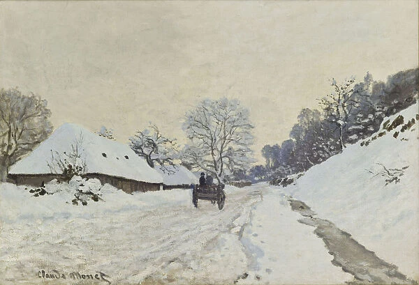 The Cart. Snow-covered road at Honfleur