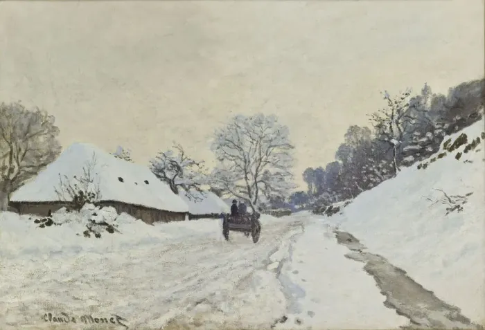 Framed Print : The Cart. Snow-covered road at Honfleur Framed Print : The Cart. Snow-covered road at Honfleur