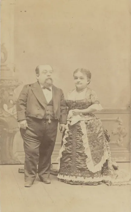 Framed Print : Carte-de-visite portrait of Tom Thumb and Lavinia Warren, 1880-1883. Creator: Unknown