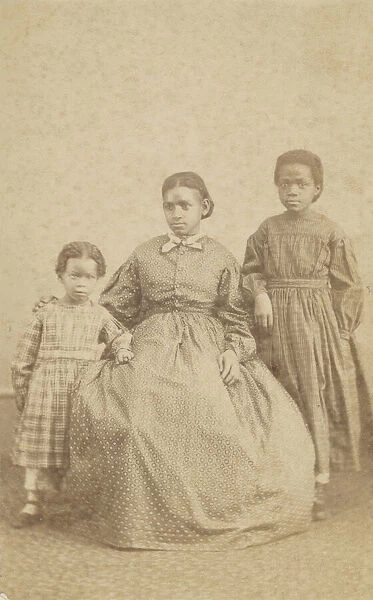 Carte-de-visite of a young woman and two children, 1864 - 1866