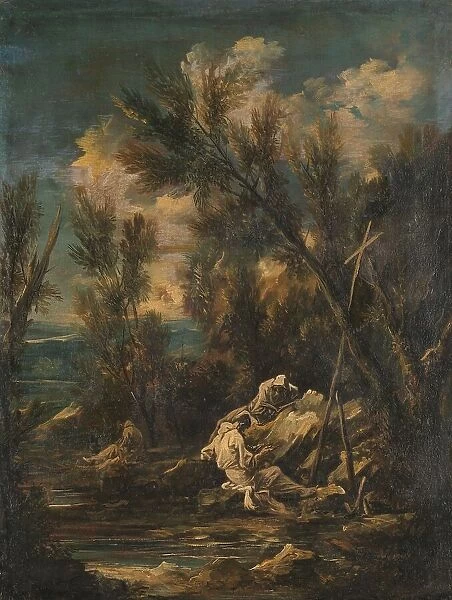 Carthusian Monks in a Landscape, 1700-1749. Creator: Alessandro Magnasco