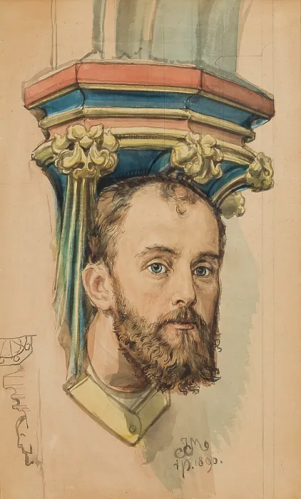 Framed Print : Carton for the polychrome from St Mary's Church - console in the shape of a male head... 1890 Framed Print : Carton for the polychrome from St Mary's Church - console in the shape of a male head... 1890