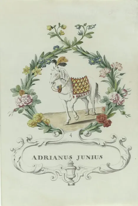 Framed Print : Cartoon of Adrianus Junius, 1710-1720. Creator: Anon Framed Print : Cartoon of Adrianus Junius, 1710-1720. Creator: Anon