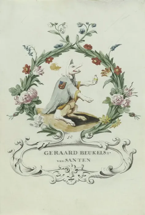 Framed Print : Cartoon of Geraard Beukelsz. Van Santen, 1710-1720. Creator: Anon Framed Print : Cartoon of Geraard Beukelsz. Van Santen, 1710-1720. Creator: Anon