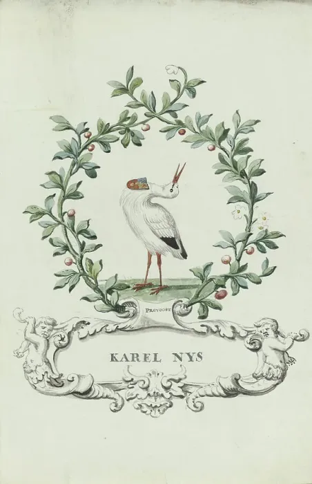 Framed Print : Cartoon of Karel Nys, Provoost, 1710-1720. Creator: Anon Framed Print : Cartoon of Karel Nys, Provoost, 1710-1720. Creator: Anon