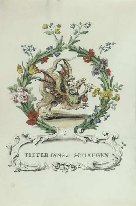 Framed Print : Cartoon of Pieter Jansz. Schaegen, 1710-1720. Creator: Anon Framed Print : Cartoon of Pieter Jansz. Schaegen, 1710-1720. Creator: Anon