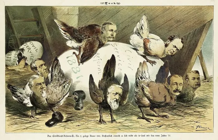 Framed Print : Cartoon from Puck, between 1880 and 1889. Creator: Bernhard Gillam Framed Print : Cartoon from Puck, between 1880 and 1889. Creator: Bernhard Gillam
