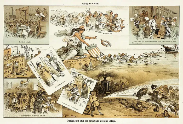 Framed Print : Cartoon from Puck, between 1880 and 1889. Creators: Joseph Keppler, Bernhard Gillam Framed Print : Cartoon from Puck, between 1880 and 1889. Creators: Joseph Keppler, Bernhard Gillam