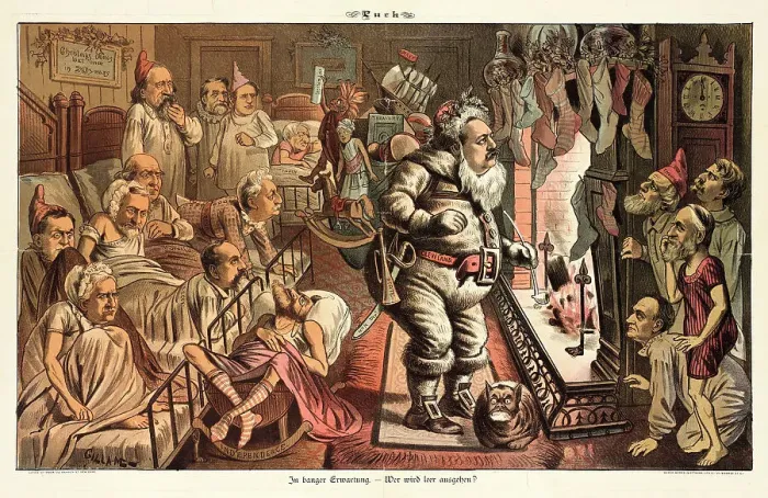 Framed Print : Cartoon from Puck, between 1880 and 1889. Creators: Joseph Keppler, Bernhard Gillam Framed Print : Cartoon from Puck, between 1880 and 1889. Creators: Joseph Keppler, Bernhard Gillam