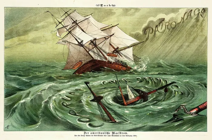 Framed Print : Cartoon from Puck, between 1880 and 1889. Creators: Joseph Keppler, Bernhard Gillam Framed Print : Cartoon from Puck, between 1880 and 1889. Creators: Joseph Keppler, Bernhard Gillam