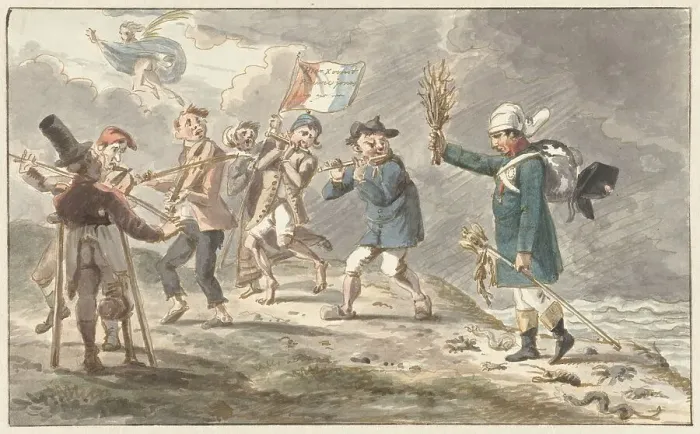 Framed Print : Cartoon on the retreat of Napoleon from Russia, 1812-1814. Creator: Jacob Smies Framed Print : Cartoon on the retreat of Napoleon from Russia, 1812-1814. Creator: Jacob Smies
