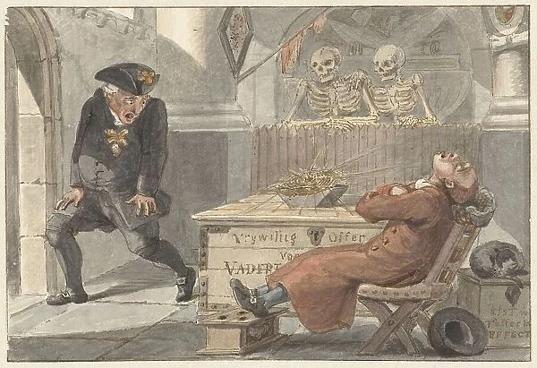 Cartoon on the voluntary sacrifice for the Fatherland, 1774-1833. Creator: Jacob Smies