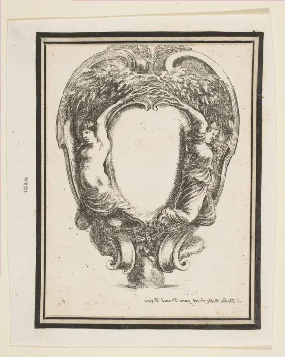 Framed Print : Cartouche with Duck and Nymphs, 1647. Creator: Stefano della Bella Framed Print : Cartouche with Duck and Nymphs, 1647. Creator: Stefano della Bella