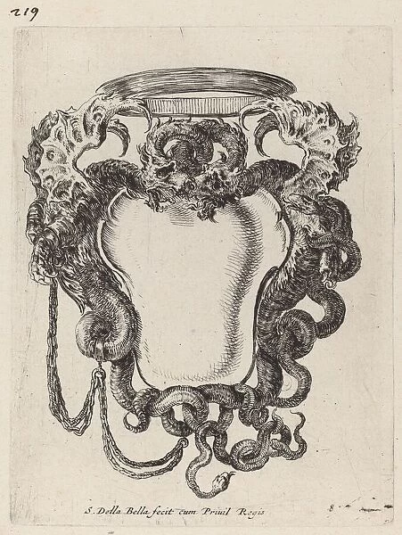 Cartouche Flanked by Dragons, 1647. Creator: Stefano della Bella