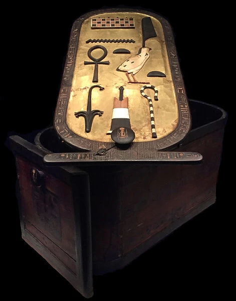 Cartouche shaped box from the Tutankhamun tomb, 14th cen. BC. Creator: Ancient Egypt