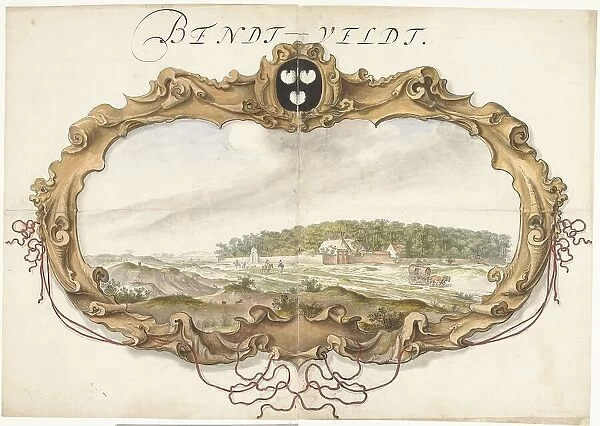 Cartouche with a view of the Bentveld estate, 1600-1699. Creator: Anon