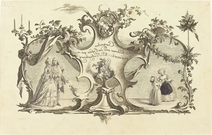 Framed Print : Cartouches Modernes avec des Enfans qui representant les Modes d'Augsbourg. Creator: Johann Esaias Nilson Framed Print : Cartouches Modernes avec des Enfans qui representant les Modes d'Augsbourg. Creator: Johann Esaias Nilson