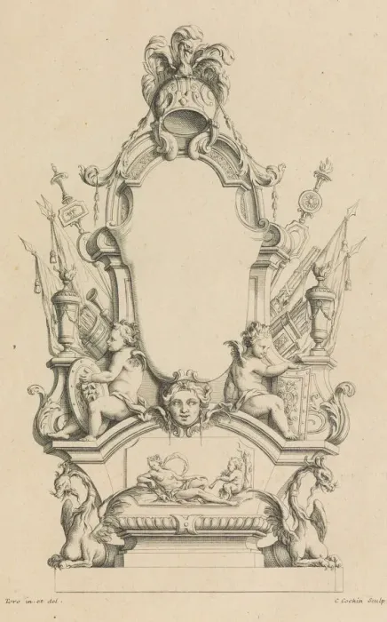 Framed Print : Cartouches Nouvellement Inventez par J. B. Toro, 1716. 1716. Creator: Jean Bernard Toro Framed Print : Cartouches Nouvellement Inventez par J. B. Toro, 1716. 1716. Creator: Jean Bernard Toro
