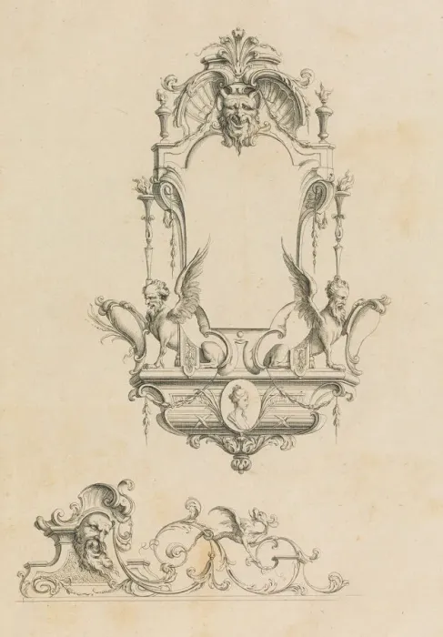 Framed Print : Cartouches Nouvellement Inventez par J. B. Toro, 1716. 1716. Creator: Jean Bernard Toro Framed Print : Cartouches Nouvellement Inventez par J. B. Toro, 1716. 1716. Creator: Jean Bernard Toro