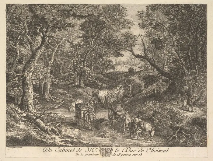 Framed Print : Carts on a Path through the Woods after a painting in the collection of the Duc de Framed Print : Carts on a Path through the Woods after a painting in the collection of the Duc de