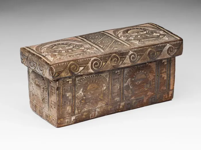 Framed Print : Carved Box Incised with Figures, Birds, and Textile Patterns, A. D. 1000 / 1532 Framed Print : Carved Box Incised with Figures, Birds, and Textile Patterns, A. D. 1000 / 1532