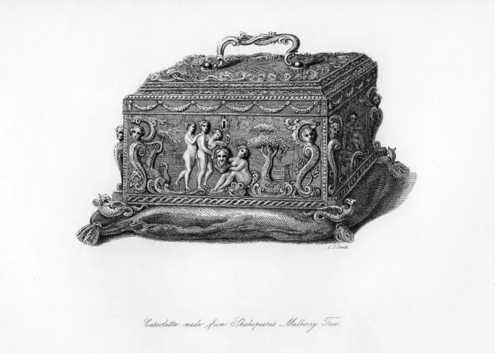 Framed Print : Carved cassolette made from the wood of Shakespeares mulberry tree, c18th century, (1840). Artist: C J Smith Framed Print : Carved cassolette made from the wood of Shakespeares mulberry tree, c18th century, (1840). Artist: C J Smith