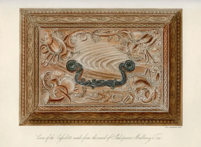 Framed Print : Carved cassolette made from the wood of Shakespeares mulberry tree, c18th century, (1840). Artist: Robert Blemmell Schnebbelie Framed Print : Carved cassolette made from the wood of Shakespeares mulberry tree, c18th century, (1840). Artist: Robert Blemmell Schnebbelie