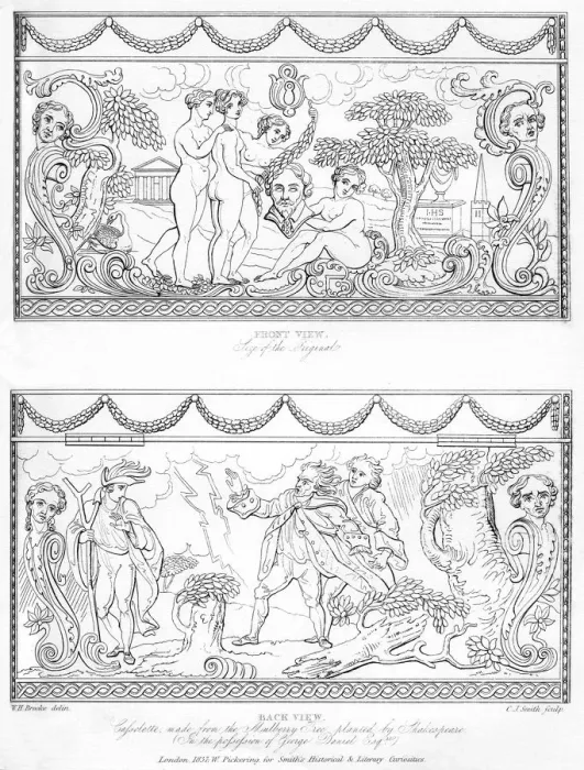 Framed Print : Carved cassolette made from the wood of Shakespeares mulberry tree, c18th century, (1840). Artist: C J Smith