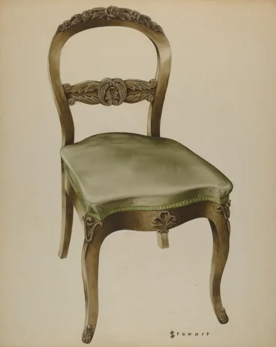 Framed Print : Carved Side Chair, c. 1937. Creator: Robert Stewart Framed Print : Carved Side Chair, c. 1937. Creator: Robert Stewart