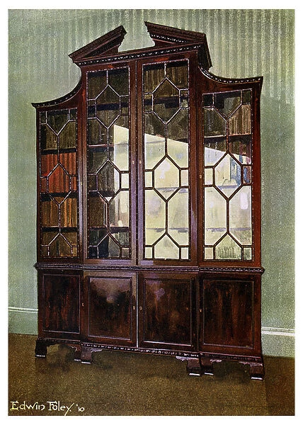 Carved Chippendale library bookcase, 1911-1912. Artist: Edwin Foley